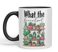 Vixar What The fucculent, Succulent Plant Joke Sarcastic Ceramic Coloured Mug Cup for Tea Coffee Hot Brew 330ml 11Oz Gift (Black)