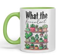 Vixar What The fucculent, Succulent Plant Joke Sarcastic Ceramic Coloured Mug Cup for Tea Coffee Hot Brew 330ml 11Oz Gift (L Green)