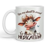Vixar You are About to exeed, The Limits of My Medication! Joke sarkasm Sarcastic Ceramic Coloured Mug Cup for Tea Coffee Hot Brew 330ml 11Oz Gift (White)