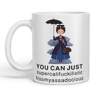 Vixar You Can Just Supercalifuckilistic Kissmyassadocious Mary Poppins Ceramic 330 ml Coloured Mug Cup Gift Tea Coffee Christmas Office Home Funny Joke (White)
