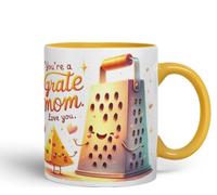 Vixar You’re a Grate Mom Coloured Mug Cup Cute Mother’s Day Gift 11oz (Gold Yellow)