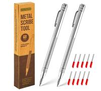 VIXAVI Metal Scribe Tool - Metal Scriber with Magnet - Aluminum Scribe with Tungsten Carbide Nib - Works with Wood, Metal, Plastic, Glass - Pack of 2 Scribers with 12 Replacement Marking Tips