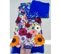 VIXDA 130cm 3D Flower Lace Fabric DIY Wedding Dress Three - dimensional sunflower floating soft mesh embroidery lace