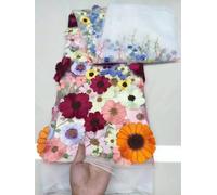 VIXDA 130cm 3D Flower Lace Fabric DIY Wedding Dress Three - dimensional sunflower floating soft mesh embroidery lace