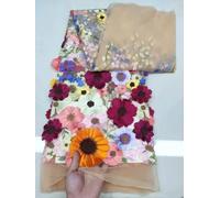 VIXDA 130cm 3D Flower Lace Fabric DIY Wedding Dress Three - dimensional sunflower floating soft mesh embroidery lace