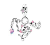 VIXDA 2Pcs Charms 925 Sterling Silver Cute Cat Collection Charms Beads Paw Print Pendant Beads Fit Original DIY Bracelet Gift Women Jewelry