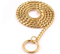 VIXDA 7 Size Gold Silver Stainless Steel P Chain Snake Chain Dog Harness Twisted Necklace Pet Show Training Choker Collars Dog Leash
