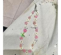 VIXDA Cute Pink Green Flower Beaded Phone Charms Chain For Phone Accessories Phone Strap Anti-Lost Sweet Lanyard Hanging Rope