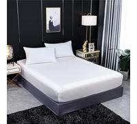 VIXDA Fitted Sheet Natural Mulberry Silk Mattress Cover Solid Color Double King Size Fit Sheet With Elastic Band Bed Sheet