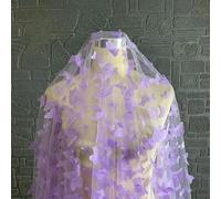 VIXDA Purple Butterfly Embroidery Mesh Fabric Three-dimensional Breathable Curtains Wedding Dresses Decorative Clothing Fabric