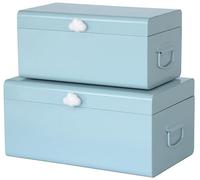 Vixdonos Large Decorative Box Set of 2 Metal Keepsake Trunk with Cloud-shaped Decorative Clasp for Reception,Wedding,Baby & Bridal Shower,17.4X10.7X8.3 Inches