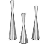 Vixdonos Taper Candlestick Holders Metal Candle Holders Set of 3 Table Decorative Candle Stand for Wedding, Dinning, Party,Home Decor (Silver)