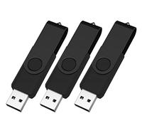 Vixelle 3 Pack 128GB USB Stick All-Black USB Flash Drive - Stylish 360° Metal Swivel 3.0 USB Memory Sticks with Keychain Loop - Portable USB Pen Drive Bulk Pack for PC, Mac, TV, Car Audio, Video