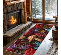 VIXENIUM Botanical Rug Runners for Hallways Non Slip Washable, Moody Mushroom Floral Runner Rug for Hall Kitchen Bedroom Rubber Backed, Back Door Mats Indoor 120x360 cm