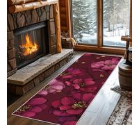 VIXENIUM Cherry Blossom Runner Rugs for Hallway Washable Non Slip, Purple Red Floral Runner Rug for Hall Kitchen Bedroom Rubber Backed, Long Door Mats Indoor 70x230 cm