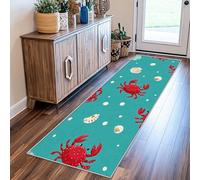 VIXENIUM Crab Rug Runners for Hallways Non Slip Washable, Ocean Animal Kids Runner Rug for Hall Kitchen Bedroom Rubber Backed, Back Door Mats Indoor 80x300 cm