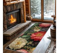 VIXENIUM Floral Runner Rugs for Hallway Washable Non Slip, Red Vintage Flower Runner Rug for Hall Kitchen Bedroom Rubber Backed, Long Door Mats Indoor 120x360 cm