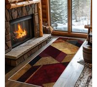 VIXENIUM Geometric Rug Runners for Hallways Non Slip Washable, Vintage Abstract Red Gold Runner Rug for Hall Kitchen Bedroom Rubber Backed, Back Door Mats Indoor 70x230 cm