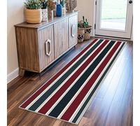 VIXENIUM Striped Rug Runners for Hallways Non Slip Washable, Dark Blue Red Runner Rug for Hall Kitchen Bedroom Rubber Backed, Back Door Mats Indoor 60x170 cm
