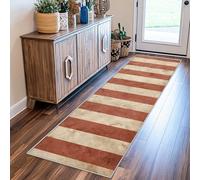 VIXENIUM Striped Runner Rugs for Hallway Washable Non Slip, Terracotta Vintage Orange Runner Rug for Hall Kitchen Bedroom Rubber Backed, Long Door Mats Indoor 60x170 cm