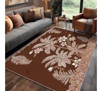 VIXENIUM Tropical Small Mats and Rugs, Palm Tree Floral Brown Rug for Bedroom Non Slip Low Pile Washable, Tropical Decor Area Rug Home Accessories Carpet, 60 x 110 cm