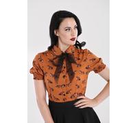 Vixey Semi Fitted Fox Print Blouse Brown hell bunny Brown XS