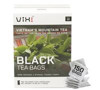 VIXI Black Tea Bags 150 Pack Vietnam's Mountain Tea Strong Flavour Caffeinated Tagless Sugar Free Asia 100% Natural from Old Tea Tree for Hot and Cold Brewing