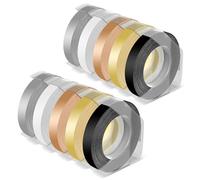 Vixic Compatible Omega Label Tape, Replacement for Dymo Embossing Tape, 9 mm, Colorful, 10 Rolls, Black, Silver, Transparent, Gold