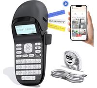 Vixic Label Maker, Label Maker Machine with Tape, LT12 Handheld Label Printer with Rechargeable Battery, Bluetooth, QWERTY Keyboard, LCD Screen, Easy to Use, Perfect for Office or Home (Grey)