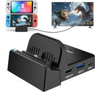 VIXLM TV Docking Station for Nintendo Switch/OLED，Portable Charging TV Dock Station with 4K HDMI Adapter/Type C Data Port/USB 3.0 Port，Replacement for Official Nintendo Switch Dock