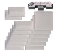 VIXLON 14Pcs Patio Cushion Covers Replacement Splashproof UV-Resistant Inelastic Covers with Zippers, Max Compatible 25.6x25.6x4inch Patio Cushion, for 7 Pcs Outdoor Patio Furniture Sets