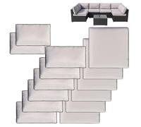 VIXLON 14Pcs Patio Cushion Covers Replacement Splashproof UV-Resistant Inelastic Covers with Zippers, Max Compatible 25.6x25.6x4inch Patio Cushion, for 7 Pcs Outdoor Patio Furniture Sets