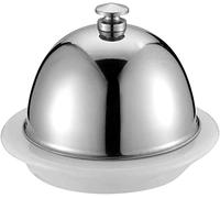 VIXPET Butter Dish Traditional Porcelain Butter Bowl with Lid,Mini Butter Dish with Lid,Stainless Steel Domed Cheese Dish Butter Tray