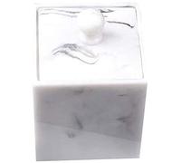 VIXPET Cotton Swab Box Resin Marble Square Box Cosmetic Jar for Cotton Swabs Round Balls Makeup Sponges Bath Salts-White