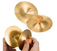 VixxNoxx 1 Pair 3.5 Inch Hand Cymbals, Small Copper Finger Cymbals for Percussion, Gold Metal Zills for Band Performance and Rhythm Exercises