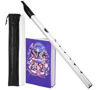 VixxNoxx Irish Tin Whistle in C Key with Music Book & Bag, 6-Hole Traditional Penny Whistle Flute for Adults & Beginners, Brass Wind Instrument for Celtic Folk Music (Sliver)