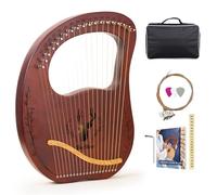 VixxNoxx Lyre Harp, 19 Metal Strings Mahogany Lyra Harp Stringed Musical Instruments with Tuning Wrench, Spare String Set, Manual Book