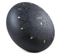 VixxNoxx Rain Drum for Outside Garden, 12 Inches 13 Notes Steel Tongue Handpan Percussion Instrument for Yoga Meditation & Sound Therapy, Adult Gift with Bag, Mallets & Songbook (Black)