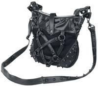 Vixxsin Conjure Hobo Shoulder Bag Black Cotton Faux Leather Studded Gothic Punk