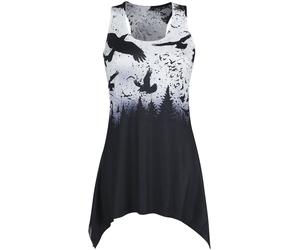 Vixxsin Crow Night Lace Panel Vest Top black white XXL