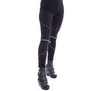 Vixxsin Punk Gothic Wind Zipper Rivets Stretchy Long Leggings Pants Trousers - Black (S - UK 8-10)