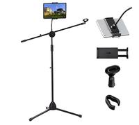 Vixzoid Microphone Stand with Tablet Holder 2-in-1 Dual-Use Microphone Stand Microphone Holder Height Adjustable from 75 to 180 cm Tripod Microphone Stand for Stage Meetings Karaoke