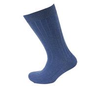 Viyella Mens Plain Ribbed Wedgewood Blue Wool Short Sock