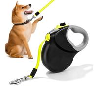VIYETY 8 m Stretch Dog Leash: Nylon Double Dog Lead, Robust Automatic Dog Lead for Medium/Large Dogs up to 50 kg / 110 lbs, Black/Yellow