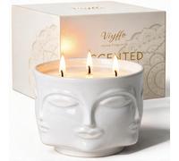 Viyffo Fall Scented Candle - Vanilla & Cinnamon, 3 Wick 20oz Large Soy Candle in White Ceramic Jar, Long Lasting Non Toxic Aromatherapy Candle for Relaxation, Meditation & Cozy Fall Home Decor Gift