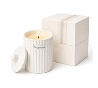 Viyffo Sandalwood & Rose Scented Candle, Natural Soy Wax with Essential Oils, White Ceramic Jar, Long Lasting Aromatherapy Candle for Relaxation, Spa, Meditation, Home Fragrance & Luxury Gift