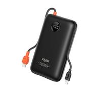 VIYISI 20000mAh 30W Fast Charging Power Bank with Built-in Cable | Portable Charger Battery Pack for iPhone 16 15 14 13 12 11 Samsung Xiaomi Oneplus(Black)