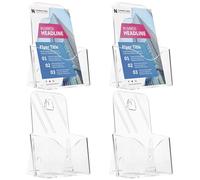 Viymgit A5 Portrait Leaflet Holder, 4-Pack Clear Acrylic Brochure Display Holder, Wall Mount/Countertop Single Pocket Dispenser for Literature, Booklet, Flyer & Menu