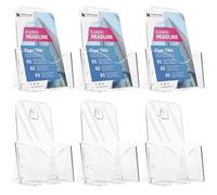 Viymgit A5 Portrait Leaflet Holder, 6-Pack Clear Acrylic Brochure Display Holder, Wall Mount/Countertop Single Pocket Dispenser for Literature, Booklet, Flyer & Menu