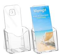Viymgit DL Portrait Leaflet Holder, 2-Pack 1/3 A4 Size Clear Acrylic Brochure Display Holder, Wall Mount/Countertop Single Pocket Dispenser for Literature, Booklet, Flyer & Menu